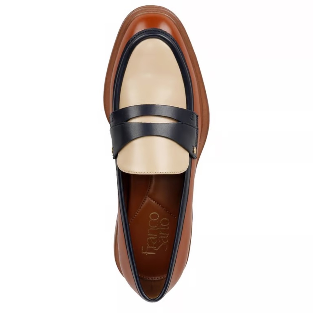 FRANCO SARTO EDITH 2 PENNY LOAFERS IN BISCUIT BROWN FAUX LEATHER 9.5 - Picture 5 of 12